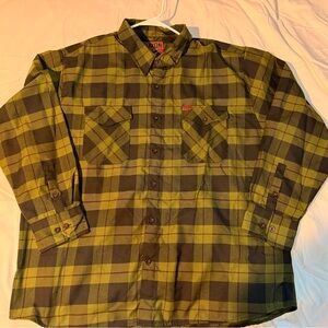 DIXXON Men's Olive and Black Plaid Shirt